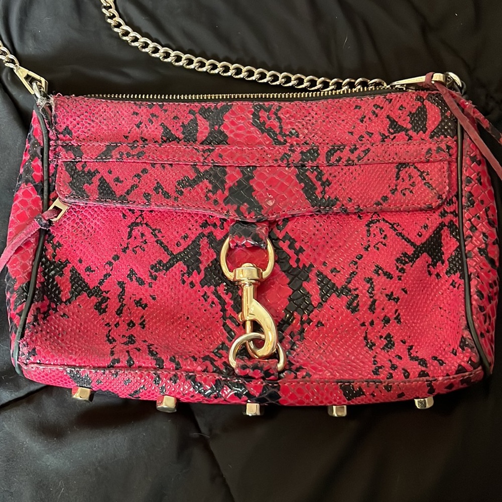 Rebecca Minkoff Hot Pink and Black Snakeshon Crossbody